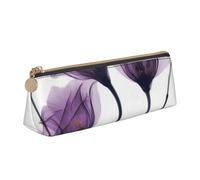KemEng Fleurs d'espoir Violet Lavande, Trousse à Crayons Triangulaire en Cuir avec Fermeture éclair, Trousse à Crayons Portable, Trousse à cosmétiques