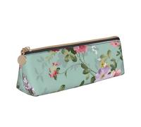 KemEng Fleurs Florales Vintage imprimées, Trousse à Crayons Triangulaire en Cuir avec Fermeture éclair, Trousse à Crayons Portable, Trousse à cosmétiques