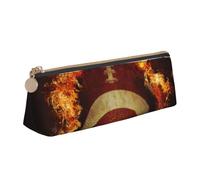 KemEng Football américain Flamboyant imprimé, Trousse à Crayons Triangulaire en Cuir avec Fermeture éclair, Trousse à Crayons Portable, Trousse à cosmétiques