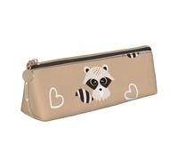 KemEng Impression Animale Mignonne de Raton Laveur, Trousse à Crayons Triangulaire en Cuir avec Fermeture éclair, Trousse à Crayons Portable, Trousse à cosmétiques