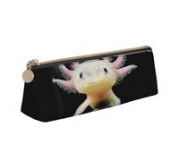 KemEng Impression Axolotl, Trousse à Crayons Triangulaire en Cuir avec Fermeture éclair, Trousse à Crayons Portable, Trousse à cosmétiques