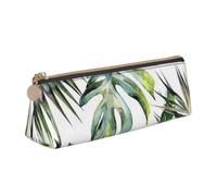 KemEng Jardin Tropical, Trousse à Crayons Triangulaire en Cuir avec Fermeture éclair, Trousse à Crayons Portable, Trousse à cosmétiques