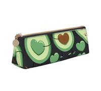 KemEng Joli Modèle sans Couture Coeur Avocat, Trousse à Crayons Triangulaire en Cuir avec Fermeture éclair, Trousse à Crayons Portable, Trousse à cosmétiques