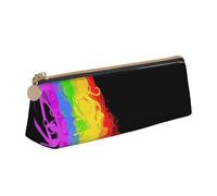 KemEng l'amour gagne l'arc-en-Ciel, Trousse à Crayons Triangulaire en Cuir avec Fermeture éclair, Trousse à Crayons Portable, Trousse à cosmétiques