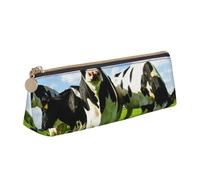 KemEng Manger des Vaches dans Les pâturages d'été, Trousse à Crayons Triangulaire en Cuir avec Fermeture éclair, Trousse à Crayons Portable, Trousse à cosmétiques