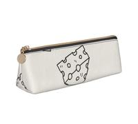 KemEng Modèle de griffonnage de Fromage, Trousse à Crayons Triangulaire en Cuir avec Fermeture éclair, Trousse à Crayons Portable, Trousse à cosmétiques