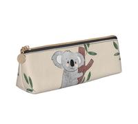 KemEng Modèle Mignon d'ours Koala de Dessin animé, Trousse à Crayons Triangulaire en Cuir avec Fermeture éclair, Trousse à Crayons Portable, Trousse à cosmétiques