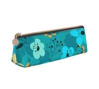 KemEng Modèle sans Couture De Fleurs De Printemps, Trousse à Crayons Triangulaire en Cuir avec Fermeture éclair, Trousse à Crayons Portable, Trousse à cosmétiques