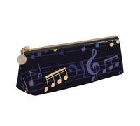 KemEng Motif Musical sans Couture, Trousse à Crayons Triangulaire en Cuir avec Fermeture éclair, Trousse à Crayons Portable, Trousse à cosmétiques