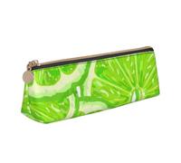 KemEng Motif Vert Citron, Trousse à Crayons Triangulaire en Cuir avec Fermeture éclair, Trousse à Crayons Portable, Trousse à cosmétiques