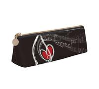 KemEng Notes de Musique d'amour, Trousse à Crayons Triangulaire en Cuir avec Fermeture éclair, Trousse à Crayons Portable, Trousse à cosmétiques
