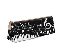 KemEng Notes de Musique Volantes Touches de Piano Musical, Trousse à Crayons Triangulaire en Cuir avec Fermeture éclair, Trousse à Crayons Portable, Trousse à cosmétiques