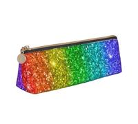 KemEng on dirait Un Arc-en-Ciel avec des Paillettes, Trousse à Crayons Triangulaire en Cuir avec Fermeture éclair, Trousse à Crayons Portable, Trousse à cosmétiques