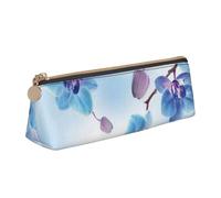 KemEng Orchidées Fleurs Naturelles, Trousse à Crayons Triangulaire en Cuir avec Fermeture éclair, Trousse à Crayons Portable, Trousse à cosmétiques
