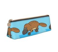 KemEng Ornithorynque drôle Australien, Trousse à Crayons Triangulaire en Cuir avec Fermeture éclair, Trousse à Crayons Portable, Trousse à cosmétiques