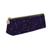 KemEng Paillettes Violet améthyste foncé, Trousse à Crayons Triangulaire en Cuir avec Fermeture éclair, Trousse à Crayons Portable, Trousse à cosmétiques