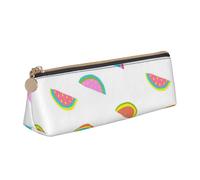 KemEng Pastèque colorée drôle, Trousse à Crayons Triangulaire en Cuir avec Fermeture éclair, Trousse à Crayons Portable, Trousse à cosmétiques