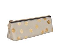 KemEng Pois pailletés Beige et doré, Trousse à Crayons Triangulaire en Cuir avec Fermeture éclair, Trousse à Crayons Portable, Trousse à cosmétiques