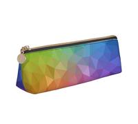 KemEng Polygonal Multicolore constitué de Triangles Arc-en-Ciel, Trousse à Crayons Triangulaire en Cuir avec Fermeture éclair, Trousse à Crayons Portable, Trousse à cosmétiques