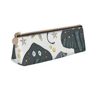 KemEng Raie pastenague de la Vie Marine, Trousse à Crayons Triangulaire en Cuir avec Fermeture éclair, Trousse à Crayons Portable, Trousse à cosmétiques