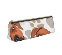 KemEng Rhodesian Ridgeback avec Amour, Trousse à Crayons Triangulaire en Cuir avec Fermeture éclair, Trousse à Crayons Portable, Trousse à cosmétiques