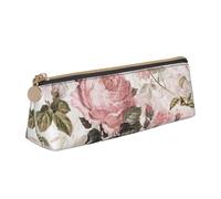 KemEng Roses Roses sépia Vintage Shabby Chic, Trousse à Crayons Triangulaire en Cuir avec Fermeture éclair, Trousse à Crayons Portable, Trousse à cosmétiques