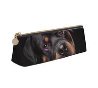 KemEng Rottweiler - Aimer, confiant et fidèle, Trousse à Crayons Triangulaire en Cuir avec Fermeture éclair, Trousse à Crayons Portable, Trousse à cosmétiques