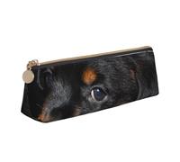 KemEng Rottweiler Puppy Animaux Petits Chiens Rottweiler, Trousse à Crayons Triangulaire en Cuir avec Fermeture éclair, Trousse à Crayons Portable, Trousse à cosmétiques