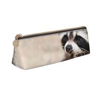 KemEng Smart Animals Raton Laveur Nature, Trousse à Crayons Triangulaire en Cuir avec Fermeture éclair, Trousse à Crayons Portable, Trousse à cosmétiques