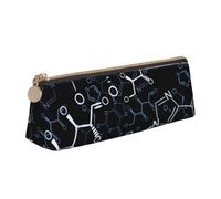 KemEng Symboles de Chimie Chimique, Trousse à Crayons Triangulaire en Cuir avec Fermeture éclair, Trousse à Crayons Portable, Trousse à cosmétiques