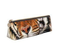 KemEng Tigre Mignon, Trousse à Crayons Triangulaire en Cuir avec Fermeture éclair, Trousse à Crayons Portable, Trousse à cosmétiques
