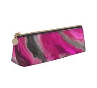 KemEng Tourbillon d'art Fluide de Ton Bijou Gris Noir Magenta, Trousse à Crayons Triangulaire en Cuir avec Fermeture éclair, Trousse à Crayons Portable, Trousse à cosmétiques