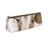 KemEng Vache Aquarelle Mignonne, Trousse à Crayons Triangulaire en Cuir avec Fermeture éclair, Trousse à Crayons Portable, Trousse à cosmétiques