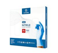 Kemes Gants jetables bleus 100 pièces Gants en nitrile Gants jetables Sans latex Sans poudre Pour l'alimentation, la médecine, les cosmétiques et l'usage domestique (XL)