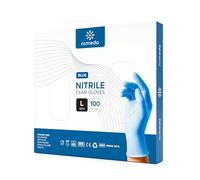 Kemes Gants jetables bleus 100 pièces Gants en nitrile Gants jetables Sans latex Sans poudre Pour l'alimentation, la médecine, les cosmétiques et l'usage domestique (L)