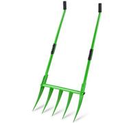 KEMETIK Fourche large à 5 dents en acier de 48,3 cm - Outil de jardinage robuste - Poignées antidérapantes et design amovible pour le jardinage, la culture agricole et l'ameublement du sol