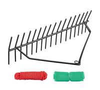 KEMETIK Râteau en acier robuste de 61 cm sans assemblage pour étang et lac - Désherbeur de lac avec corde et filet épais de 9,1 m, râteau de mauvaises herbes aquatiques pour enlever les roseaux, les