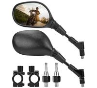 KEMIMOTO E24 Rétroviseur Moto Homologués, Vue Haute Résolution et Grand Angle, Boîtier ABS Résistant Aux Chocs et en Plastique Résistant Aux Chocs, avec Vis 10 mm