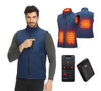 KEMIMOTO Gilet Chauffant Homme, Gilet Thermique Imperméable avec Application Exclusive et Batterie 10 000 mAh, Tissu Softshell Coupe-Vent 3 En 1, 4 Zones de Chaleur pour Moto, Ski, Randonnée