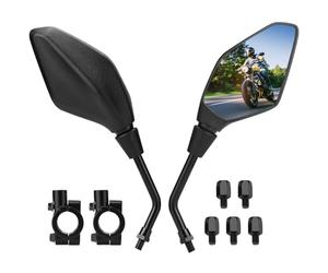 KEMIMOTO Rétroviseurs de Moto Guidon Universels 7/8" 22mm avec E-mark, Boulons Filetés 10mm et 8mm Inclus, Miroirs de Guidon Moto Compatible avec MT09 MT07 X-Max NX125 NX650 CB500 C650 Z750