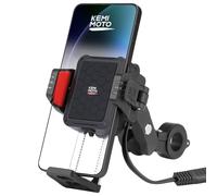 KEMIMOTO Support Telephone Moto avec Charge sans Fil 15W et Charge Rapide 33W PD/USB-C, Support Téléphone Moto Antivol et Antichoc, Rotation à 360°, Compatible avec Smartphones de 5,4"-7,2"