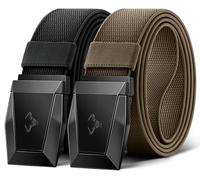 KEMISANT Ceinture Tactique, Ceinture Homme Travail Militaire Pompier 3,8cm,Boucle à Dégagement Rapide,2Paquet-Noir/Marron Clair2930,115cm/34-38" taille réglable