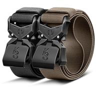 KEMISANT Ceinture Tactique Hommes, Militaire Gréeur Ceinture de Travail pour Heavy Duty Toile en Nylon de 38mm,Remise en Forme Réglable(Noir/Marron Clair,120cm/36-40" taille réglable)