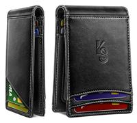 KEMISANT Portefeuille en cuir pour homme avec poche avant et pince à billets - Fermeture magnétique, Noir 6273, Minimaliste