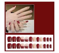 KEMKEY Ongles rouges, manucure du Nouvel An, ongles faits à la main, sens des ongles faits à la main(8)