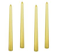 Kemladio Lot de 4 bougies coniques de 25,4 cm - Bougies effilées non parfumées à brûler pendant 8 heures - Longues bougies de table - Bougies d'Halloween (25 cm, doré)