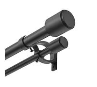 Kemmie Tringle à rideaux double réglable de 2,5 cm avec embouts cylindriques, longueur réglable de 91,4 à 183 cm, noir mat