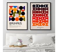 KemneT Bauhaus - affiches à motifs géométriques, murales minimalistes, peinture sur Toile tableau abstraite, tableau mural pour salon, Decoration d'intérieur, 50x70cm x 2, sans cadre