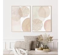 KemneT Boho abstrait Murale Art beige rose géométrique Toile tableau peinture aquarelle affiches moderne Tableaux salon Decoration de la maison 40x60 cm x 2 sans cadre