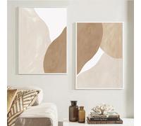 KemneT Boho Beige Terre Cuite Ligne Affiches Toile tableau Peinture Abstraite Toile tableau Murale Art Tableaux Salon Intérieur Decoration de la Maison 50x70 cm x 2 sans Cadre